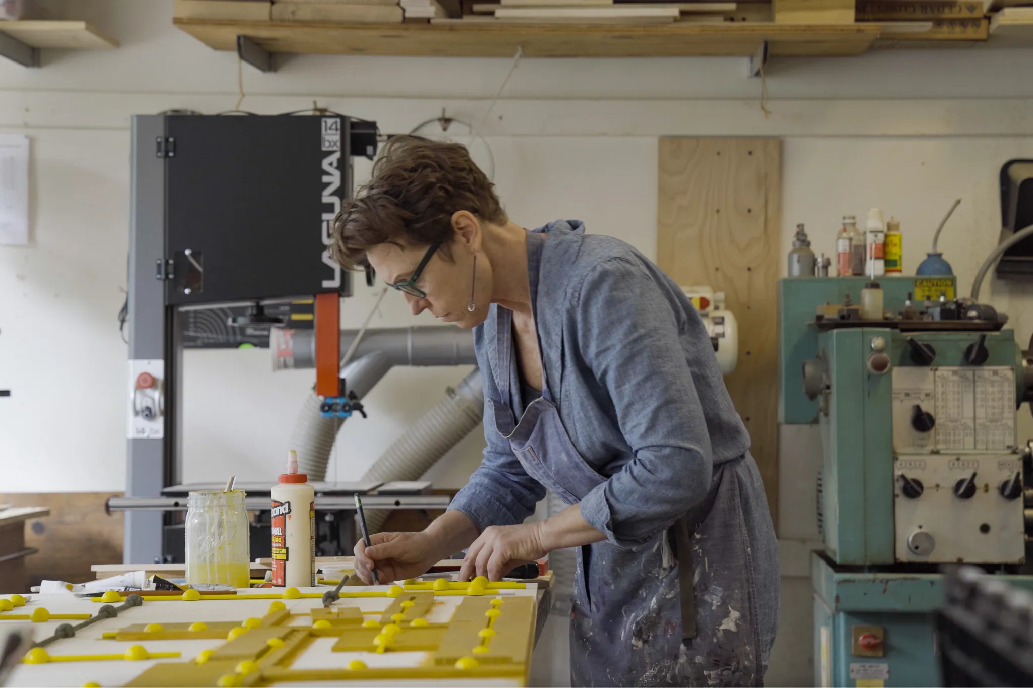 Cheryl Prisco working in her studio